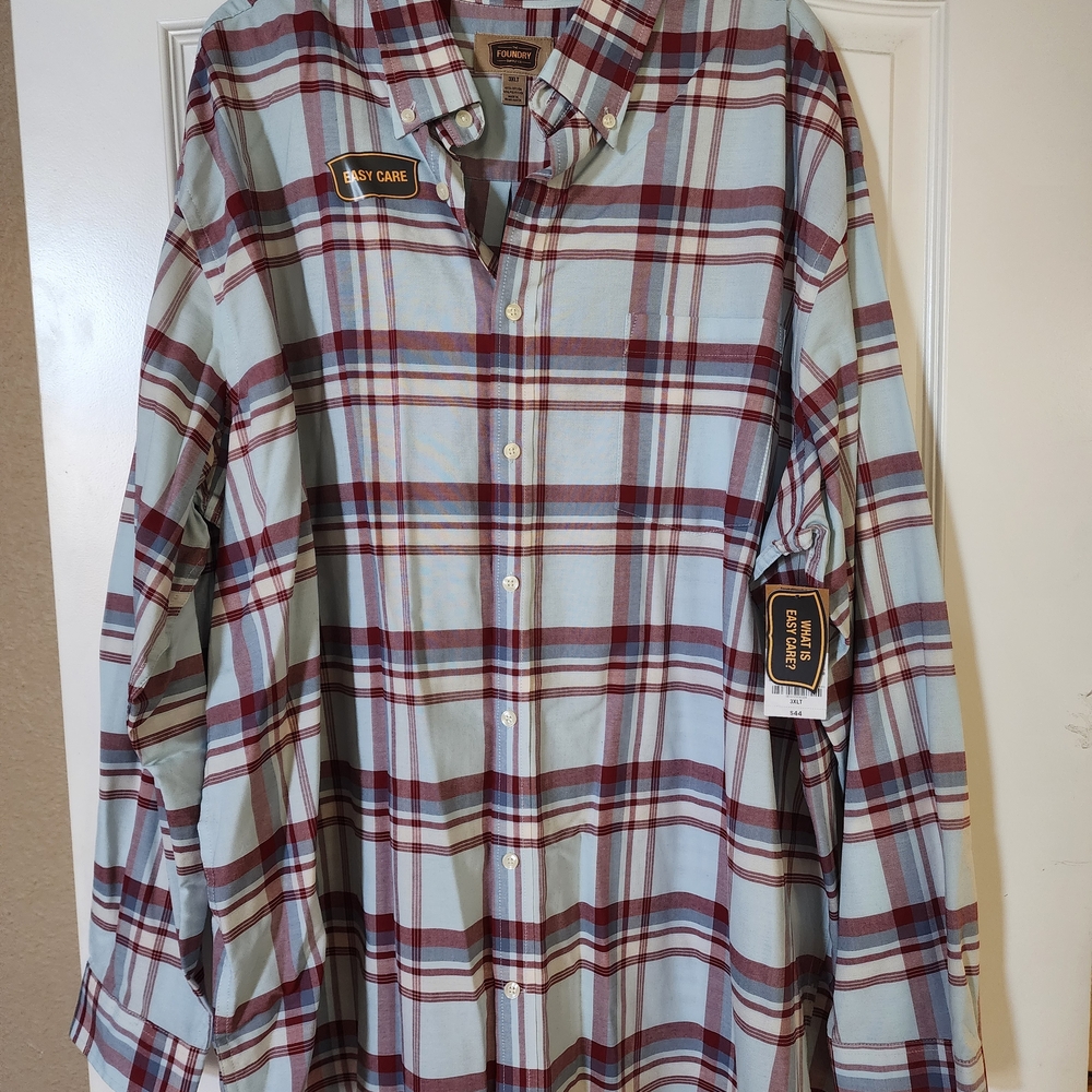 The Foundry Supply Co. Men's Plaid Shirt - Blue and Red